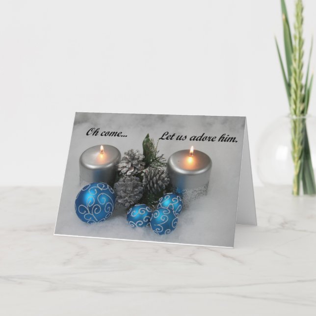 Christmas card with "Oh come let us adore him" (Front)