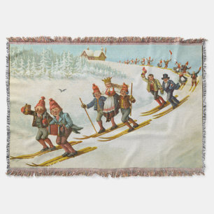 Christmas Card With Peasant Wedding Wilhelm Larsen Throw Blanket