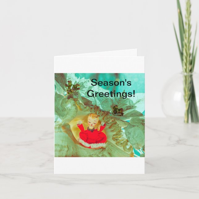 Christmas Card with pretty angel cherub. (Front)