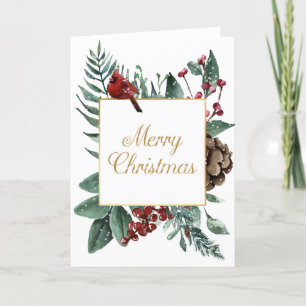 Christmas card with red bird
