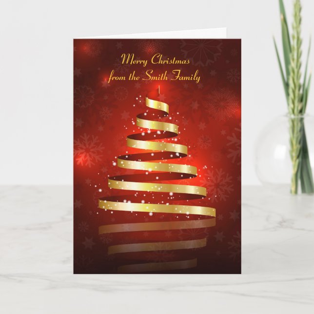 Christmas Card with ribbon tree design (Front)