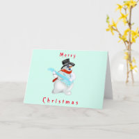 Christmas Card with Rock Music Snowman