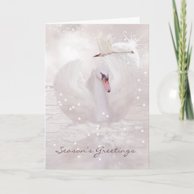 Christmas Card With Swan - Fantasy Swan Art (Front)