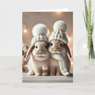 Christmas card with two bunnies