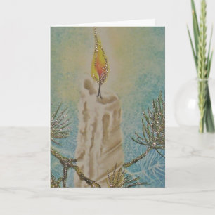 Christmas Card, with vintage candle. Holiday Card
