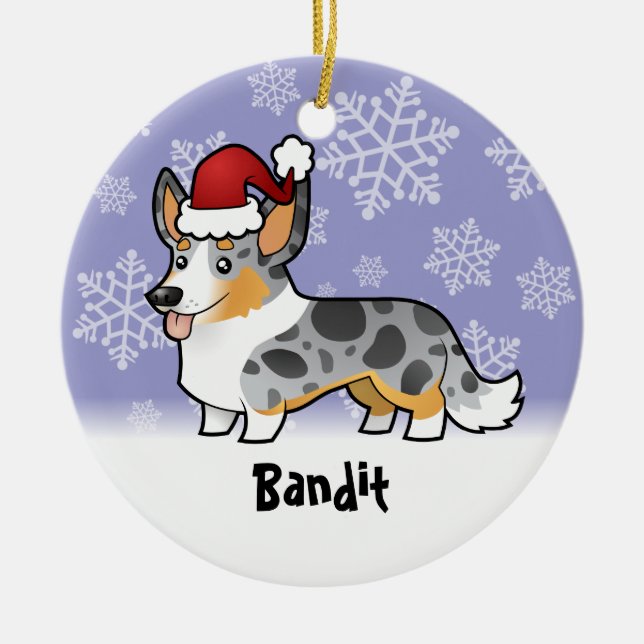 Christmas Cardigan Welsh Corgi (add pets name) Ceramic Tree Decoration (Front)