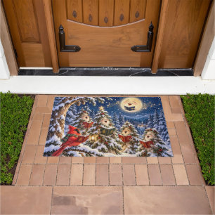 Christmas Cardinal and Winter Tree Chorus Doormat