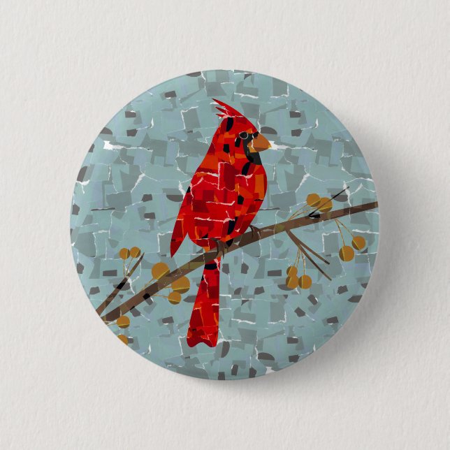 Christmas Cardinal bird collage 6 Cm Round Badge (Front)