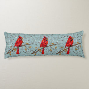 Christmas Cardinal bird collage Body Cushion
