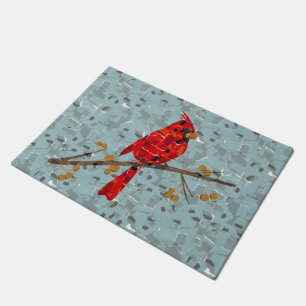 Christmas Cardinal bird collage Doormat