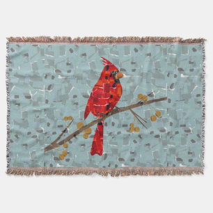 Christmas Cardinal bird collage Throw Blanket