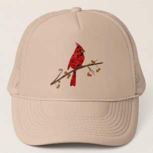 Christmas Cardinal bird collage Trucker Hat