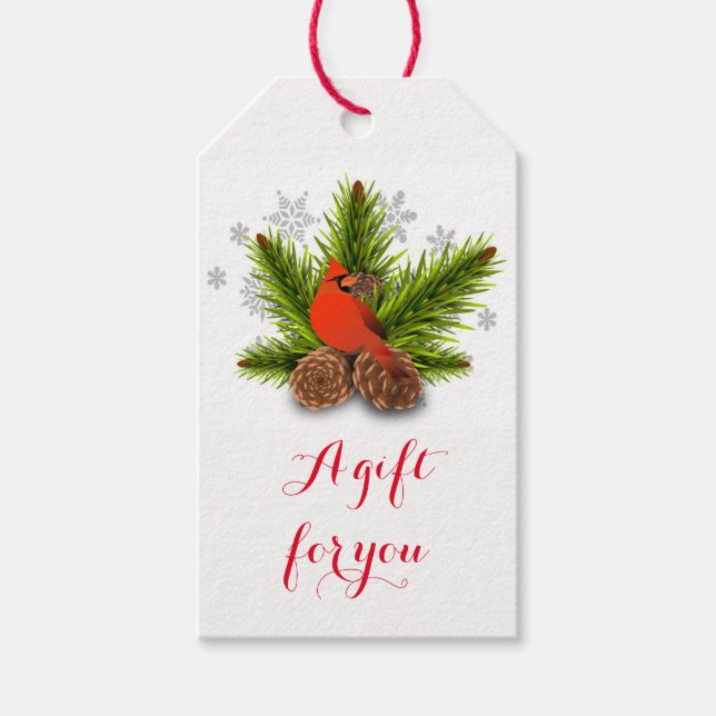 Christmas Cardinal Bird Gift Tag (Front)