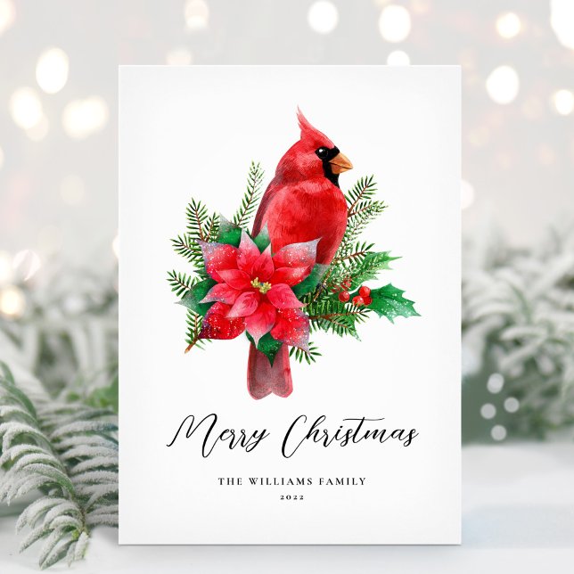 Christmas Cardinal Bird Non-Photo Holiday Card (Creator Uploaded)