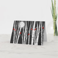 Christmas Cardinal Birds in Birch Trees