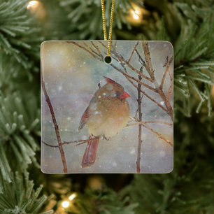 Christmas Cardinal Ceramic Ornament