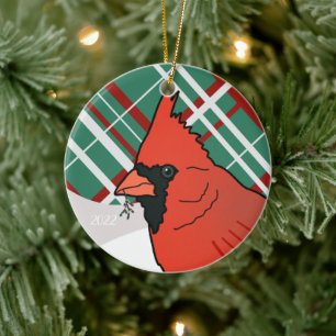 Christmas Cardinal Ceramic Tree Decoration
