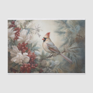Christmas Cardinal Holly Berry in Winter Decoupage Tissue Paper