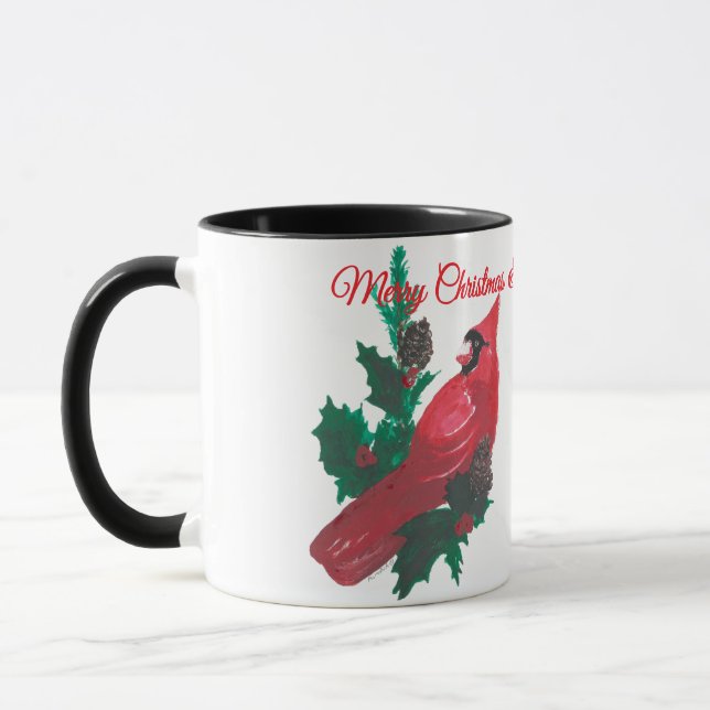 Christmas Cardinal & Holly Mug Cup (Left)