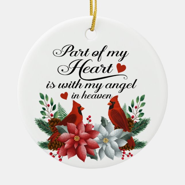 Christmas Cardinal Loss of Husband Spouse Memorial Ceramic Tree Decoration (Front)