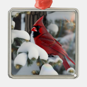 Christmas Cardinal Metal Tree Decoration