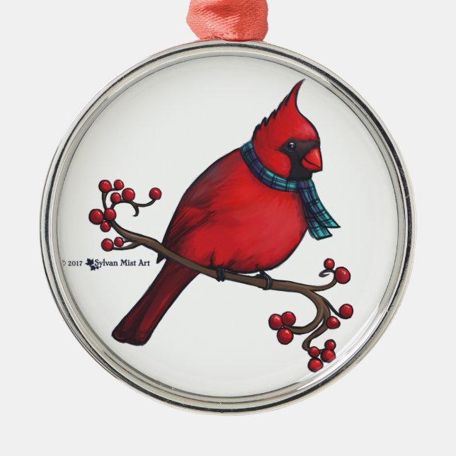 Christmas Cardinal Metal Tree Decoration (Front)