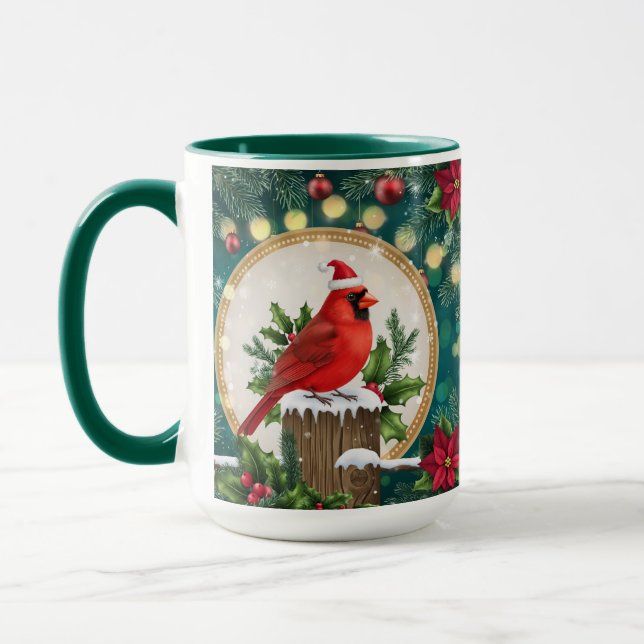 Christmas Cardinal Mug | Red Bird Holiday Coffee (Left)