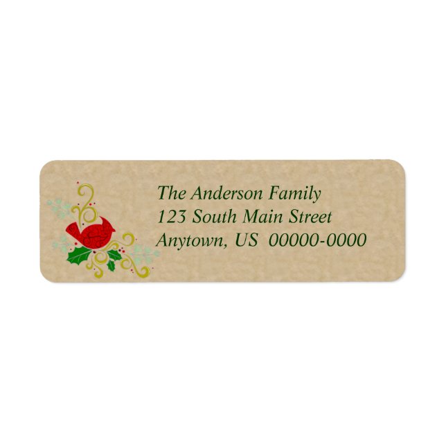 Christmas Cardinal on Parchment Look (Front)