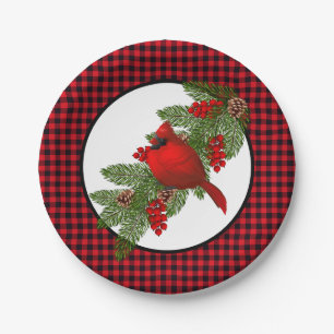 Christmas Cardinal Paper Plates