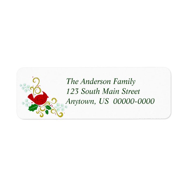 Christmas Cardinal Return Address Label (Front)