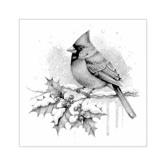 Christmas Cardinal Rubber Stamp