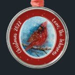 Christmas Cardinal Snowflakes on Red or Blue Metal Tree Decoration<br><div class="desc">Christmas Cardinal Snowflakes on Red or Blue Ceramic Ornament - A snowy background with dark blue create a lovely space for the Cardinal to rest. The other side of the ornament has a bright red background. A shimmery silver snowflake background is also on both sides. Winter is a beautiful time...</div>