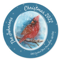 Christmas Cardinal Snowflakes Return Address