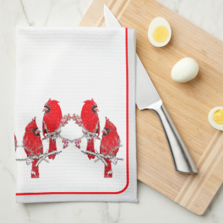 Christmas Cardinal Tea Towel