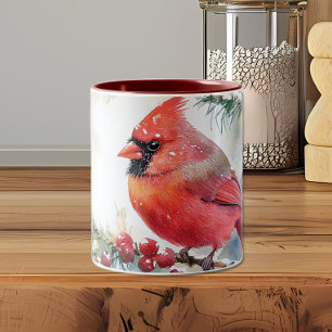 Christmas Cardinal  Two-Tone Coffee Mug