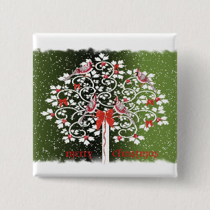 Christmas Cardinals 15 Cm Square Badge
