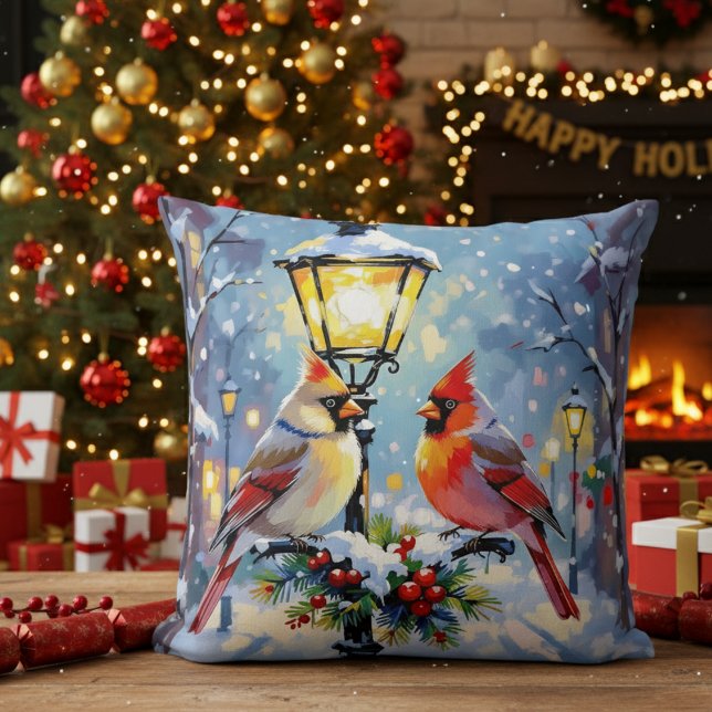 Christmas Cardinals and Snowy Lamppost Cushion (Creator Uploaded)