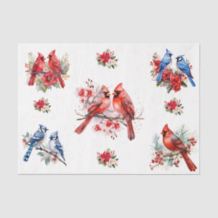 Christmas Cardinals Blue Birds Elements Decoupage Tissue Paper