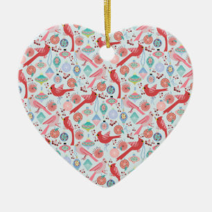 Christmas Cardinals Midcentury Modern Ceramic Tree Decoration