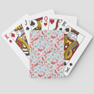 Christmas Cardinals Midcentury Modern Playing Cards