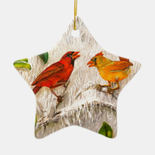 Christmas Cardinals redbirds Ceramic Tree Decoration