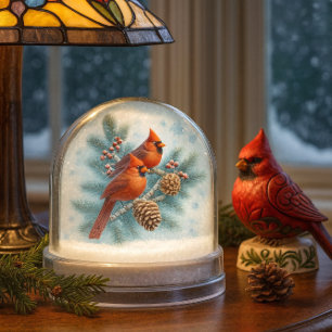 Christmas Cardinals Winter  Snowglobe