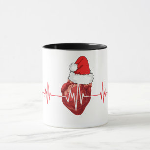 Christmas Cardiologist Santa Red Heart Cardiology Mug