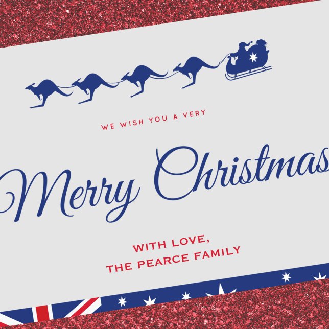 Christmas cards to australia Kangaroo Sleigh  (Australian-christmas-cards-aussie-1)