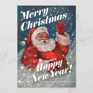 Christmas Cards Vintage Santa Claus Snow v02