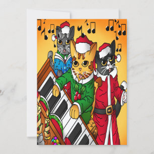 Christmas Carol Cats Card