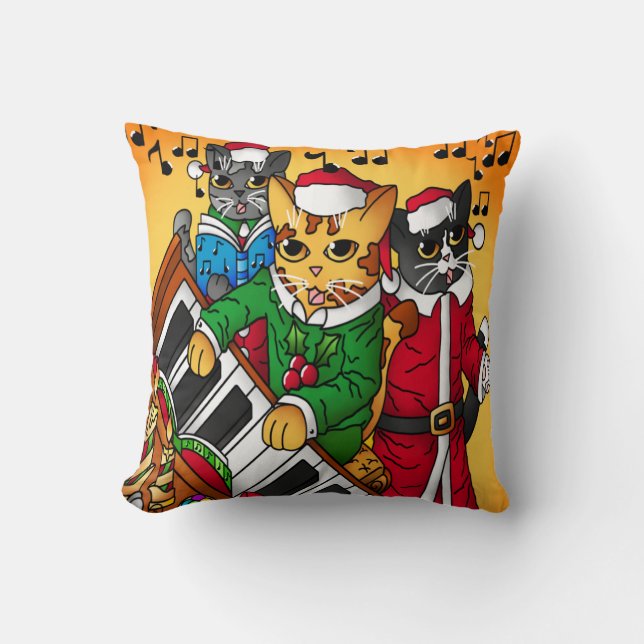 Christmas Carol Cats Cushion (Front)