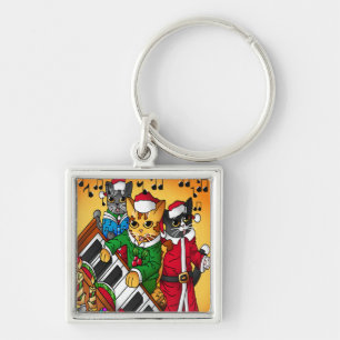 Christmas Carol Cats Key Ring