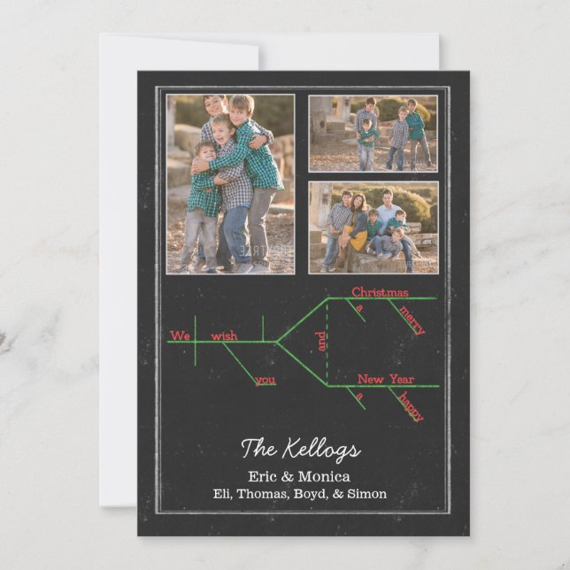 Christmas Carol Diagrammed on Chalkboard Holiday Card (Front)