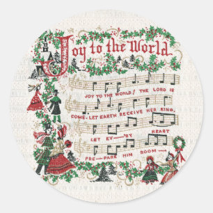 Christmas Carol Joy to the World Classic Round Sticker